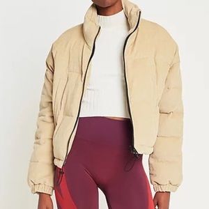 UO Corduroy Puffer Jacket in Beige/Sand
